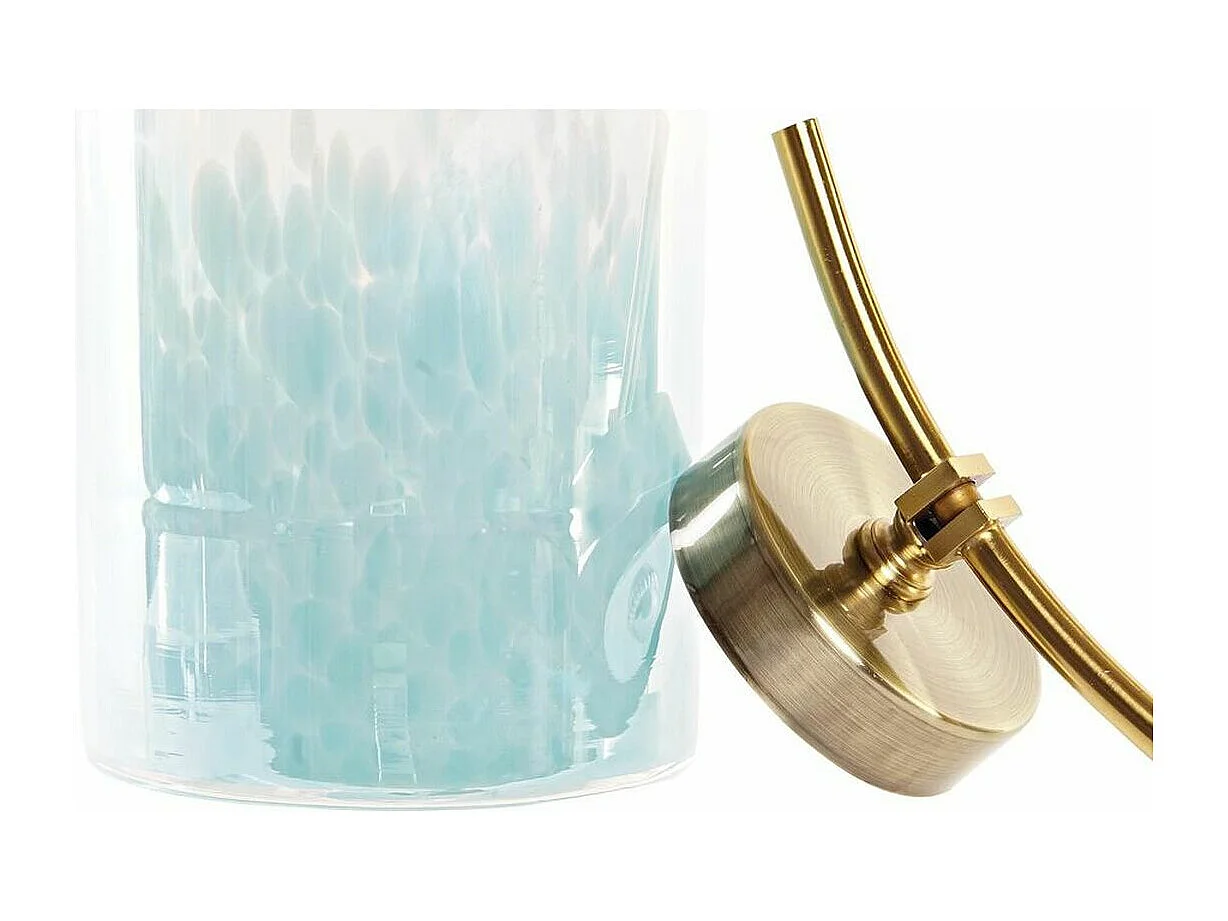Jarrón DKD Home Decor Cristal Azul Dorado Metal Mediterráneo (19 x 15 x 41 cm) (Ø 14 cm)
