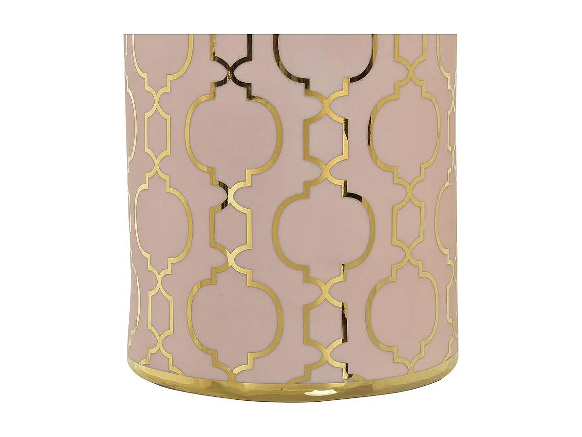 Jarrón DKD Home Decor 13,5 x 13,5 x 36 cm Porcelana Rosa Dorado Oriental Cromado