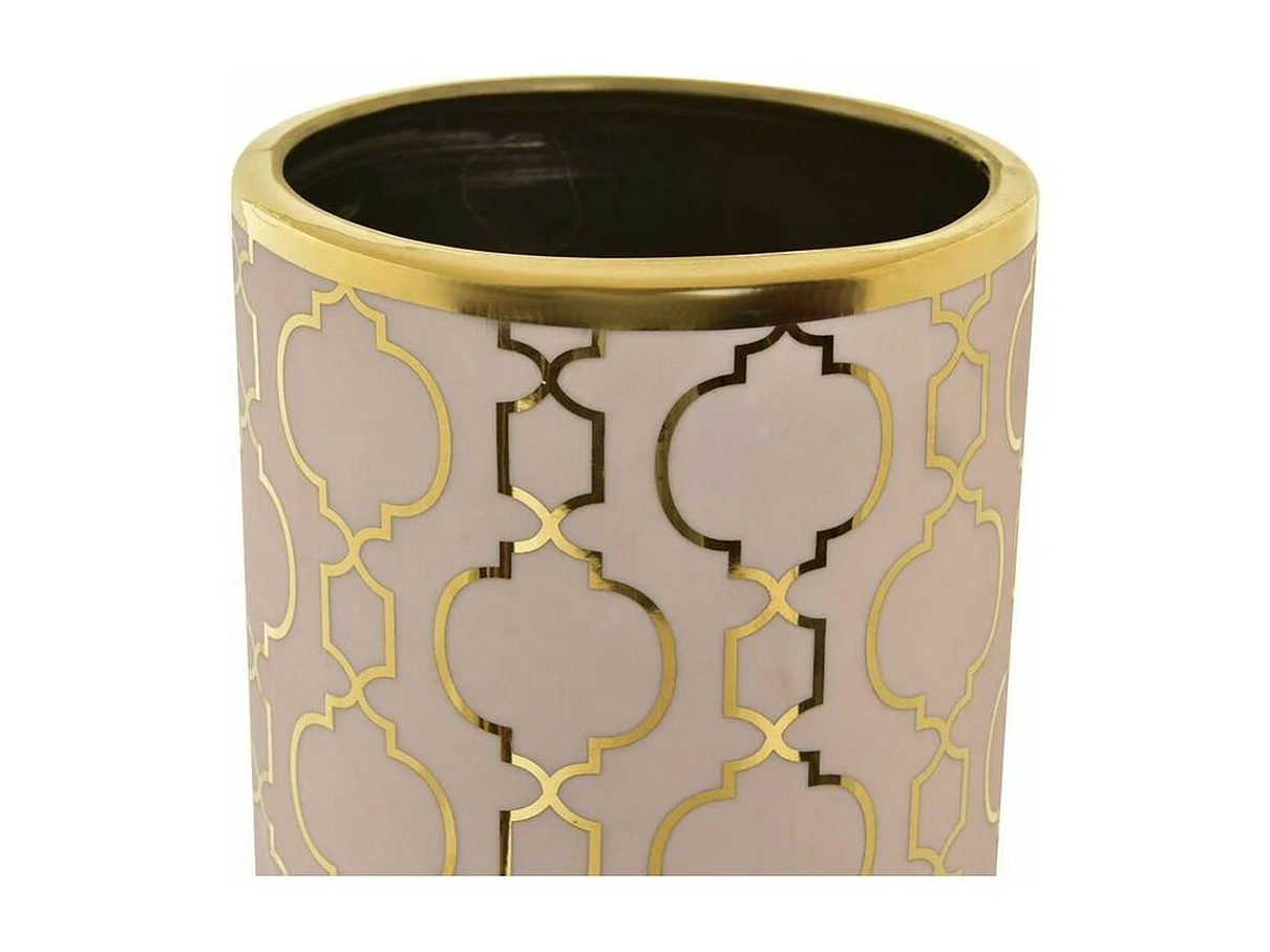 Jarrón DKD Home Decor 13,5 x 13,5 x 36 cm Porcelana Rosa Dorado Oriental Cromado