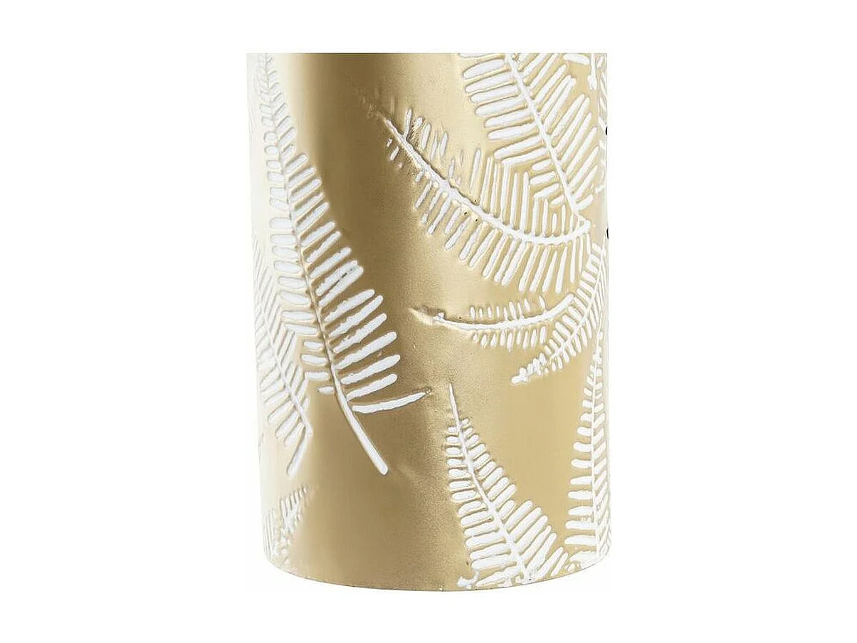 Jarrón DKD Home Decor Dorado Metal Crema Tropical Hoja de planta (21 x 21 x 71 cm)