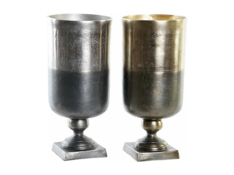 Jarrón DKD Home Decor Bicolor Aluminio Moderno 15 x 15 x 33 cm (2 Unidades)