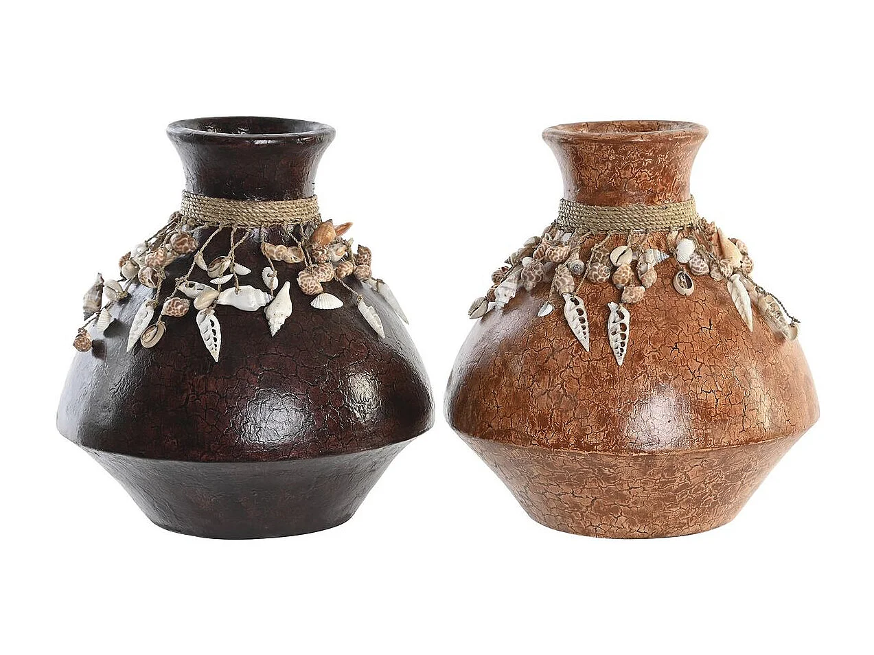 Jarrón DKD Home Decor Multicolor Bambú Conchas 30 x 30 x 32 cm (2 Unidades)