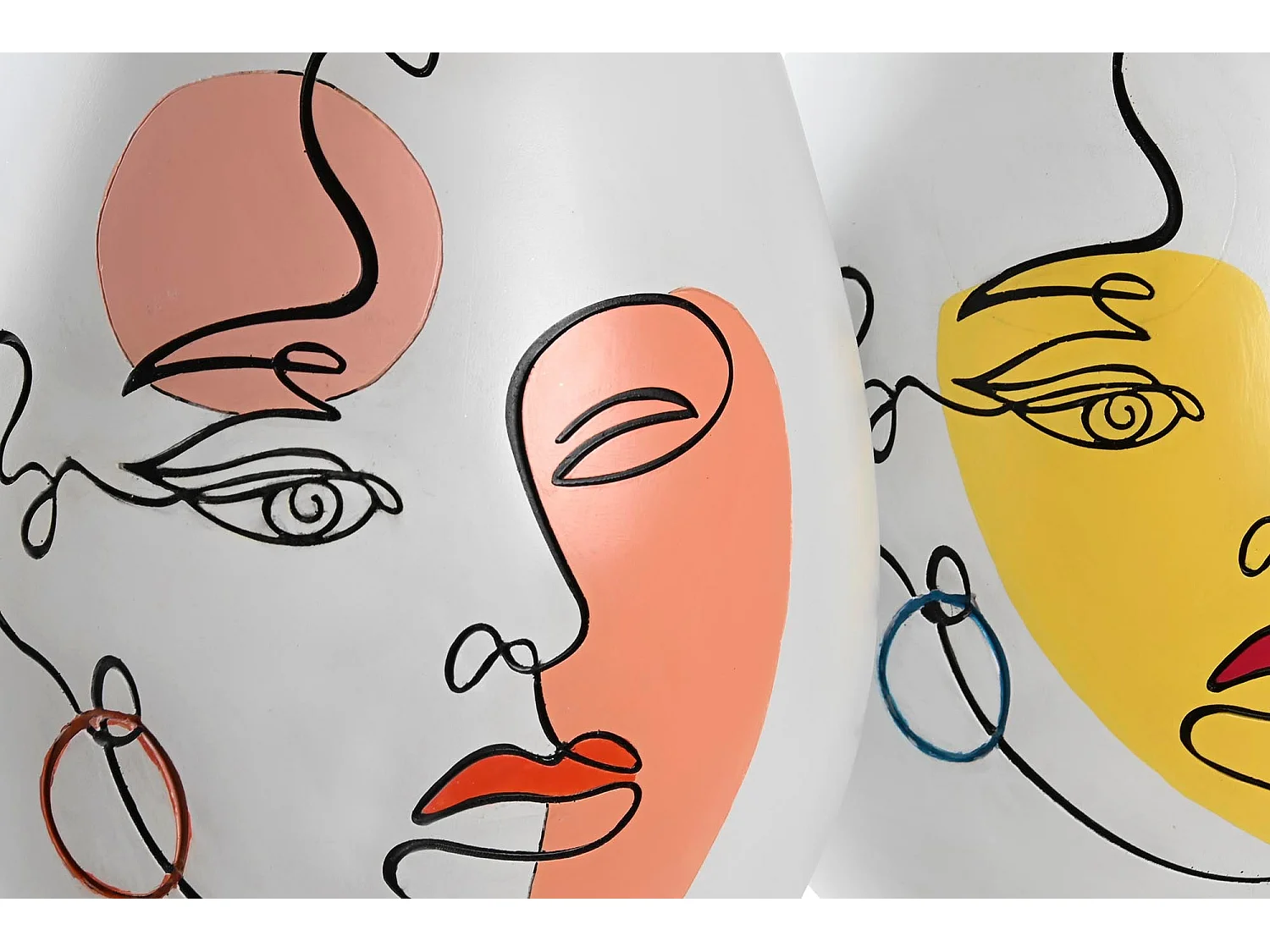 Jarrón DKD Home Decor 22,5 x 22,5 x 29 cm Cara Blanco Resina Multicolor (2 Unidades)