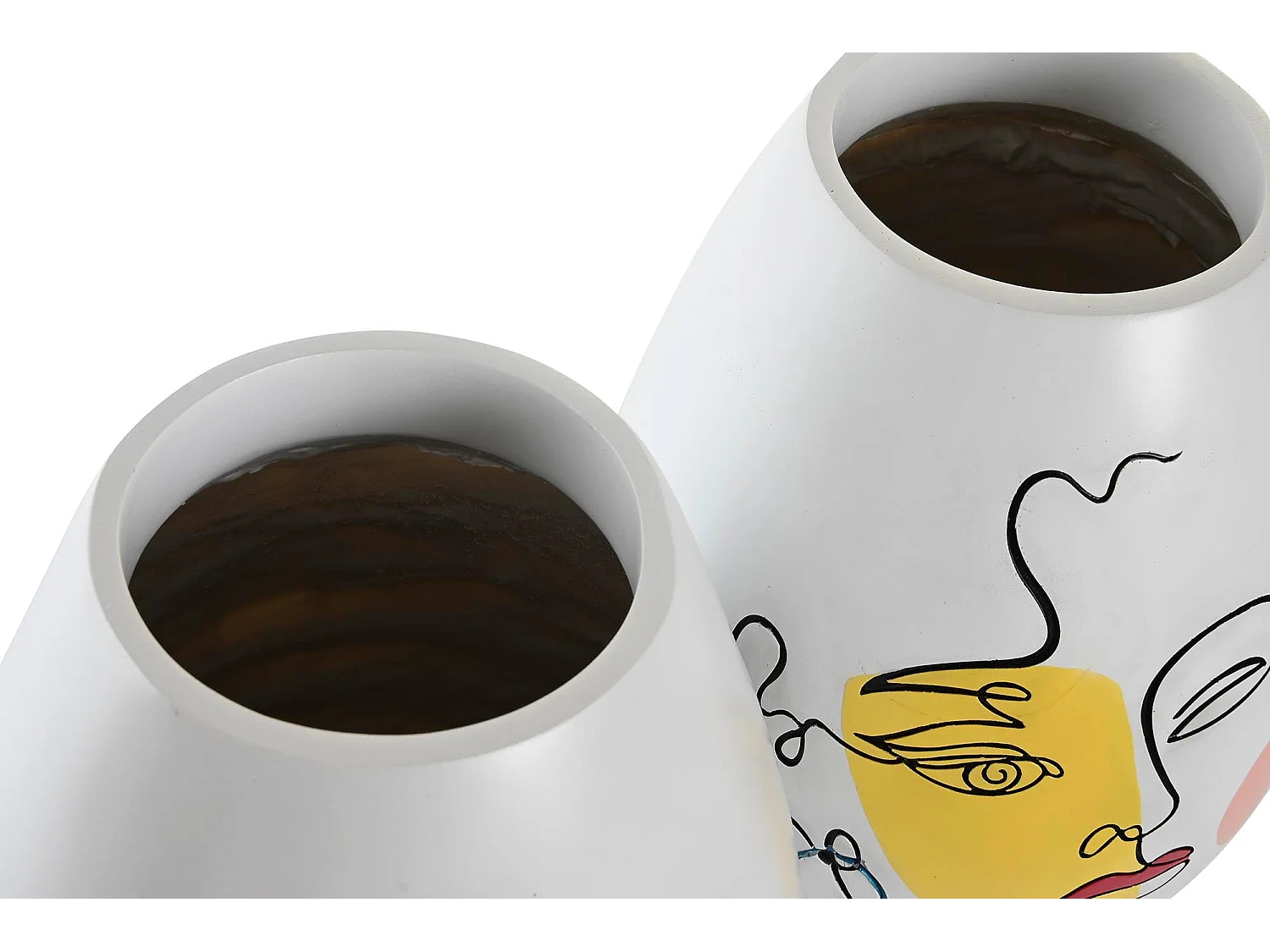 Jarrón DKD Home Decor 22,5 x 22,5 x 29 cm Cara Blanco Resina Multicolor (2 Unidades)