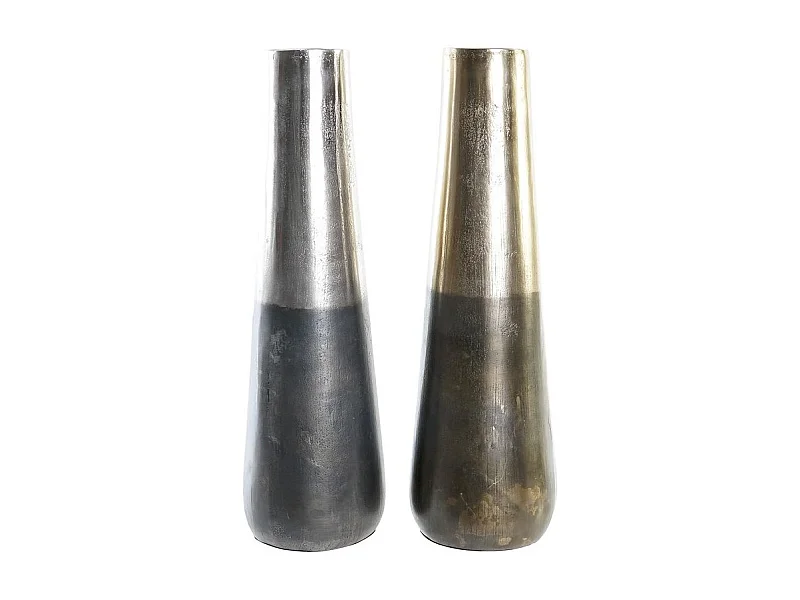 Jarrón DKD Home Decor 15,5 x 15,5 x 49,5 cm Aluminio Moderno (2 Unidades)