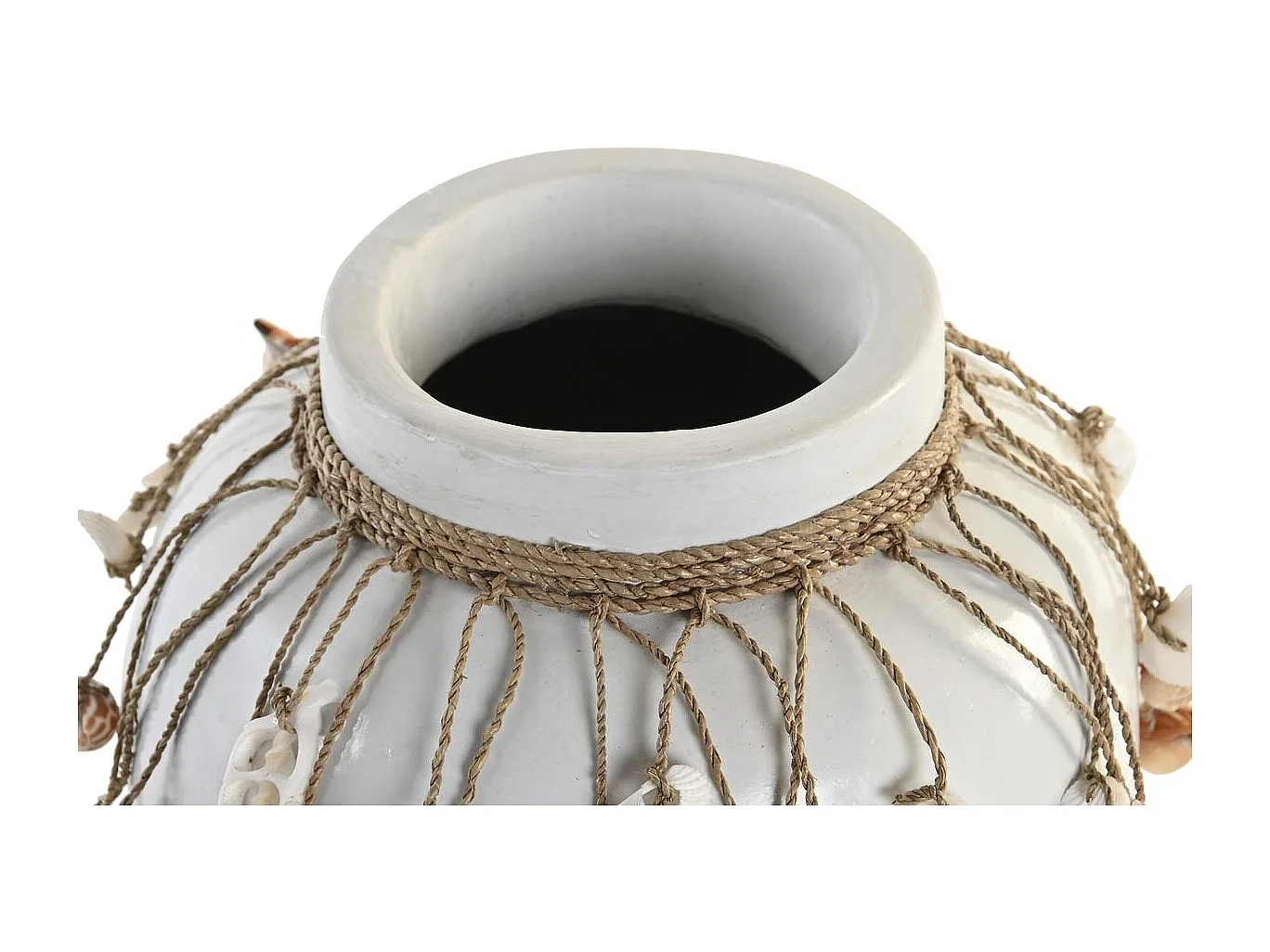 Jarrón DKD Home Decor Azul Blanco Bambú Conchas 20 x 20 x 26 cm (2 Unidades)