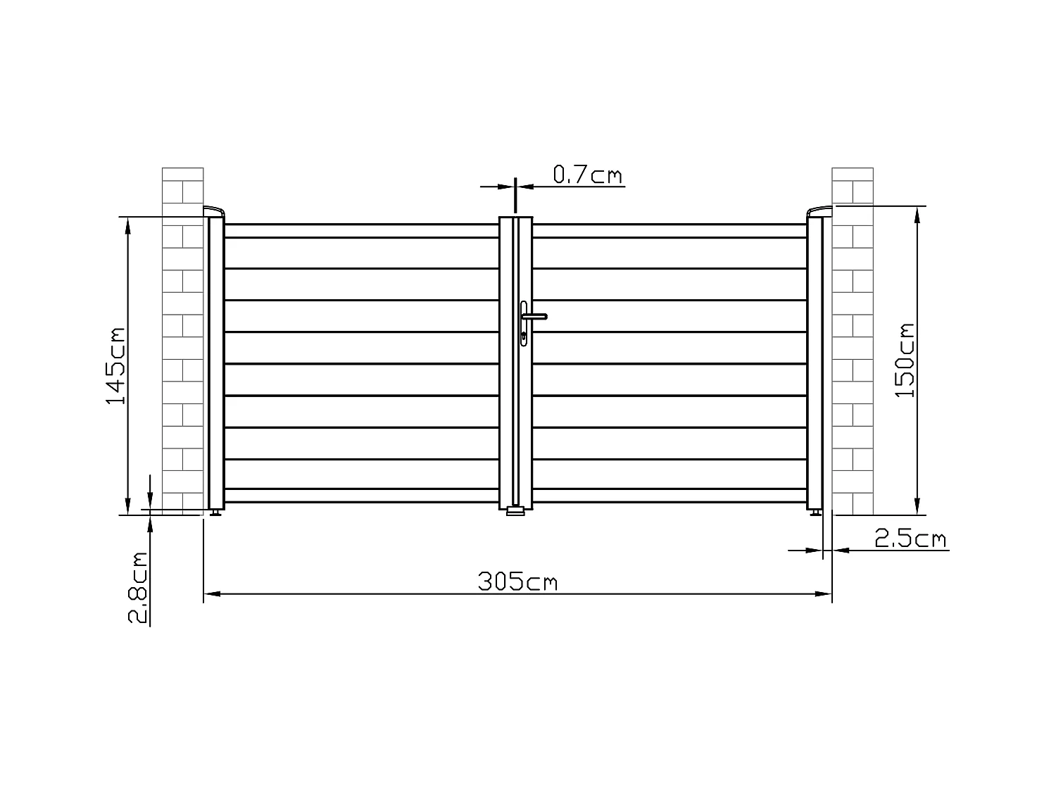 Cancello elettrico a battente L305 x H150 cm Alluminio pieno Antracite  - NAZARIO
