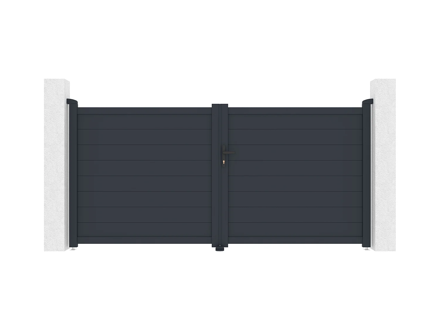 Portal eléctrico batiente de aluminio macizo L305 x H150 cm antracita - NAZARIO