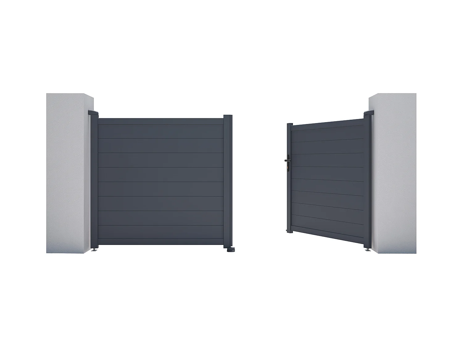 Portal eléctrico batiente de aluminio macizo L305 x H150 cm antracita - NAZARIO