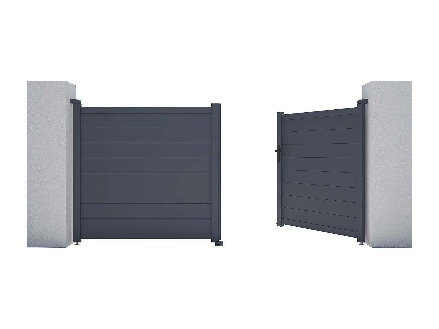 Portail électrique battant aluminium plein L305 x H150 cm anthracite - NAZARIO