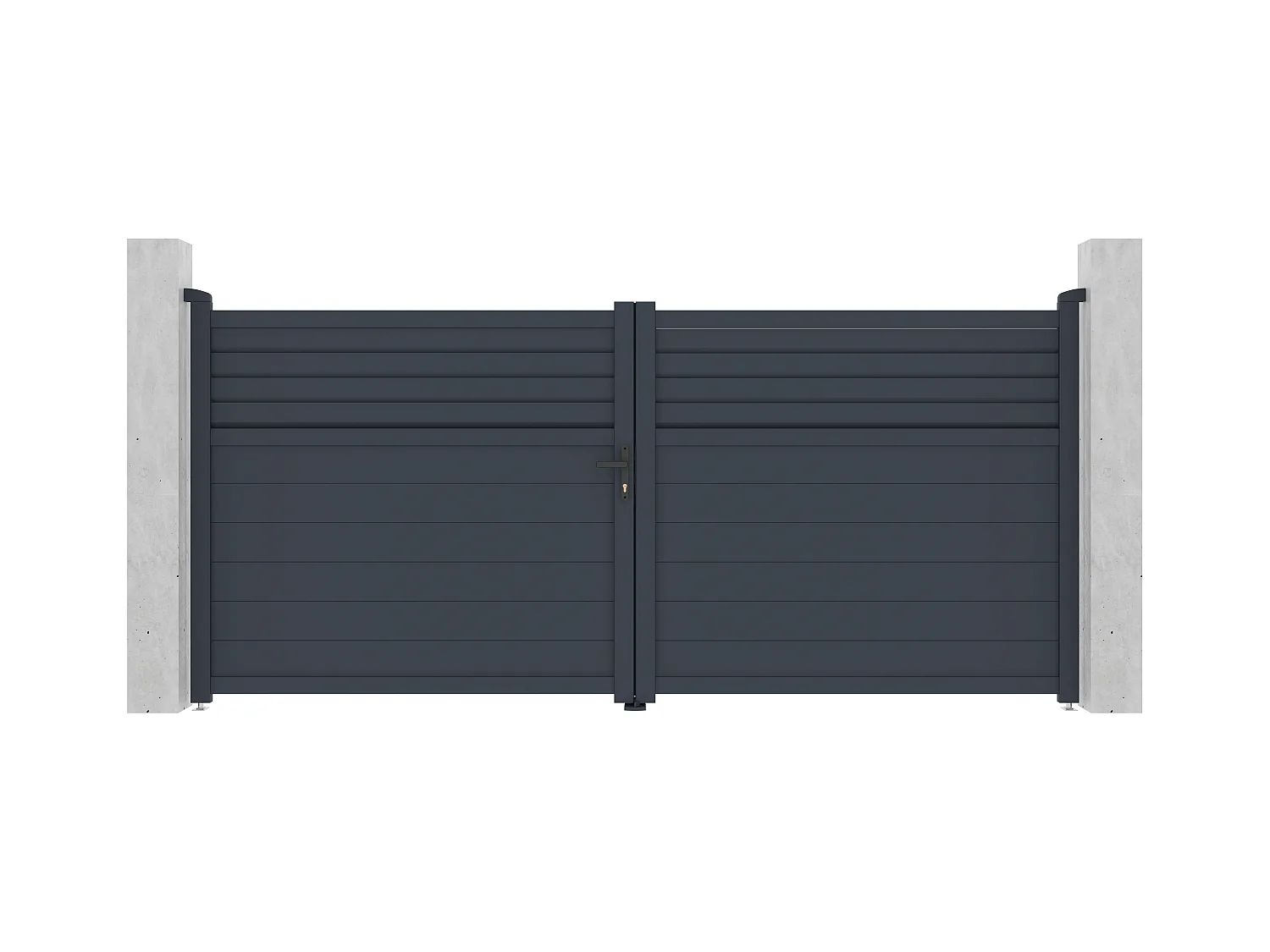 Gartentor Flügeltor mit Torantrieb - 355 x 166 cm - Aluminium - Anthrazit - VIAZO