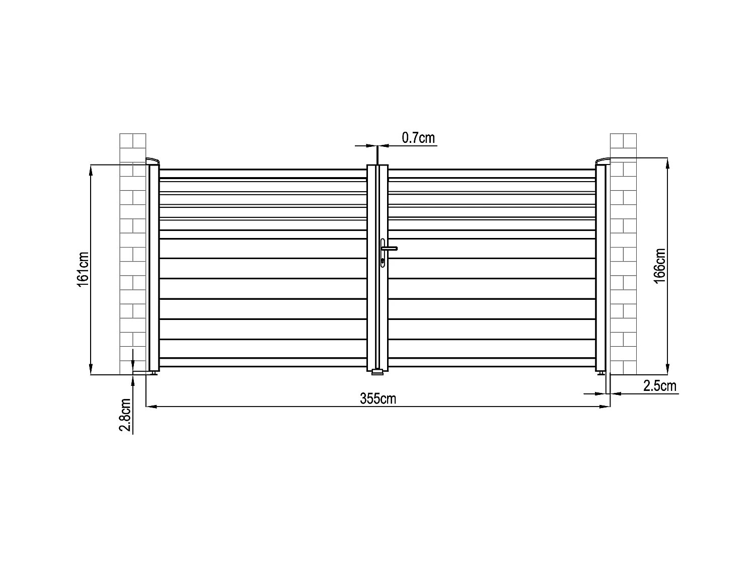 Elektrische vleugelpoort in aluminium met jaloezievorm L355 x H166 cm donkergrijs - VIAZO