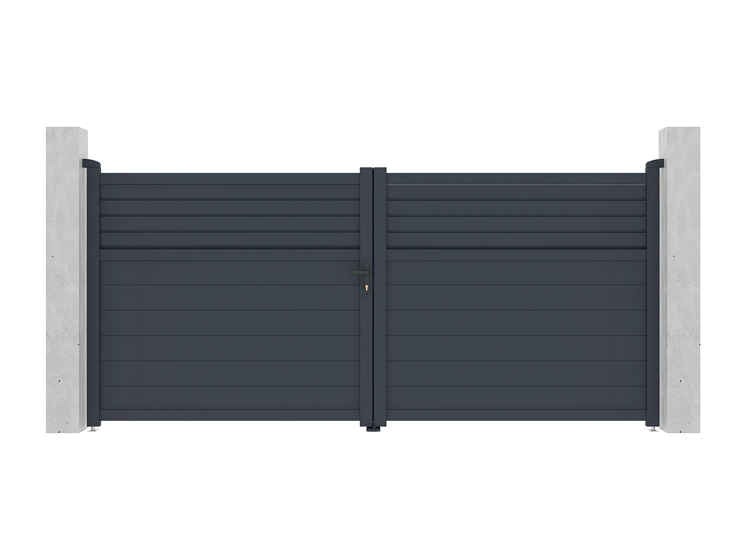 Portail électrique battant aluminium persienné L355 x H166 cm anthracite - VIAZO