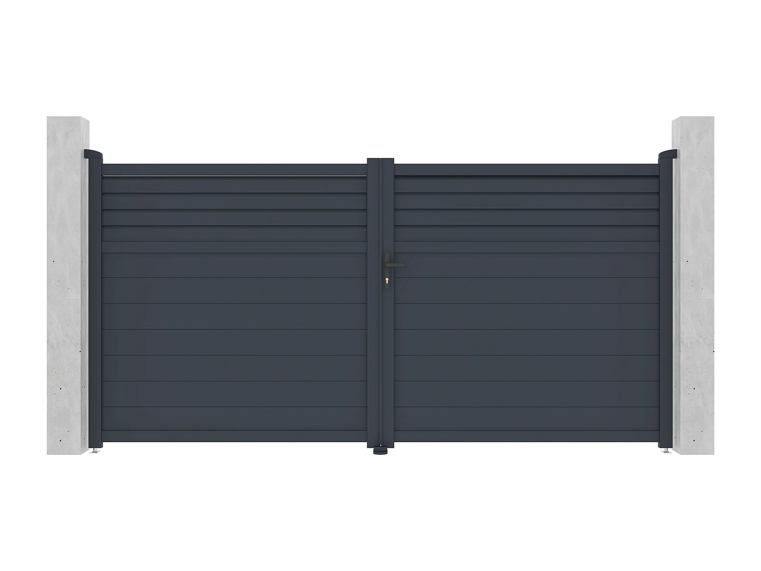 Elektrisk slagport i aluminium persienneutførelse L355 x H181 cm antrasittgrå - VIAZO