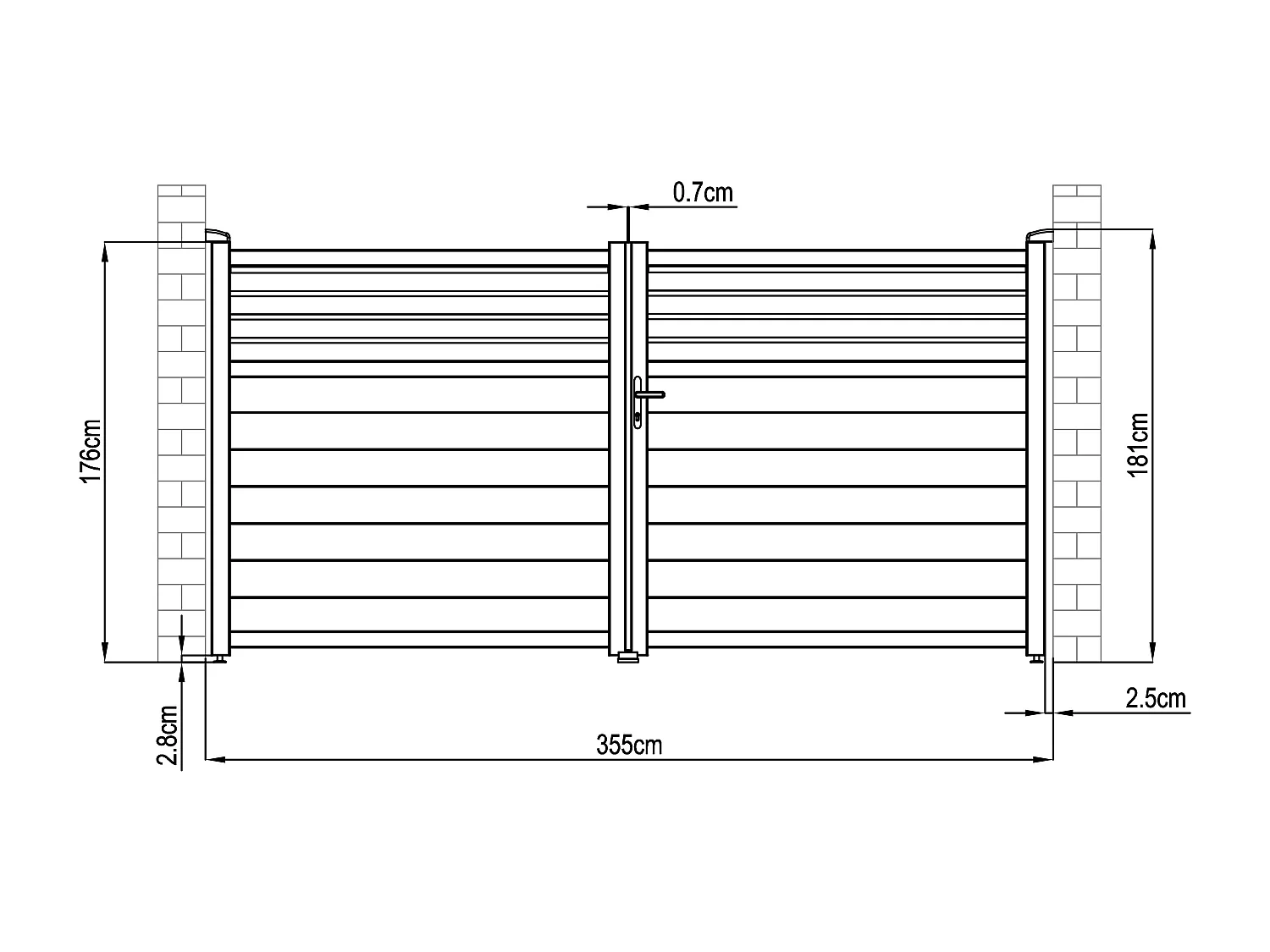 Elektrisk slagport i aluminium persienneutførelse L355 x H181 cm antrasittgrå - VIAZO