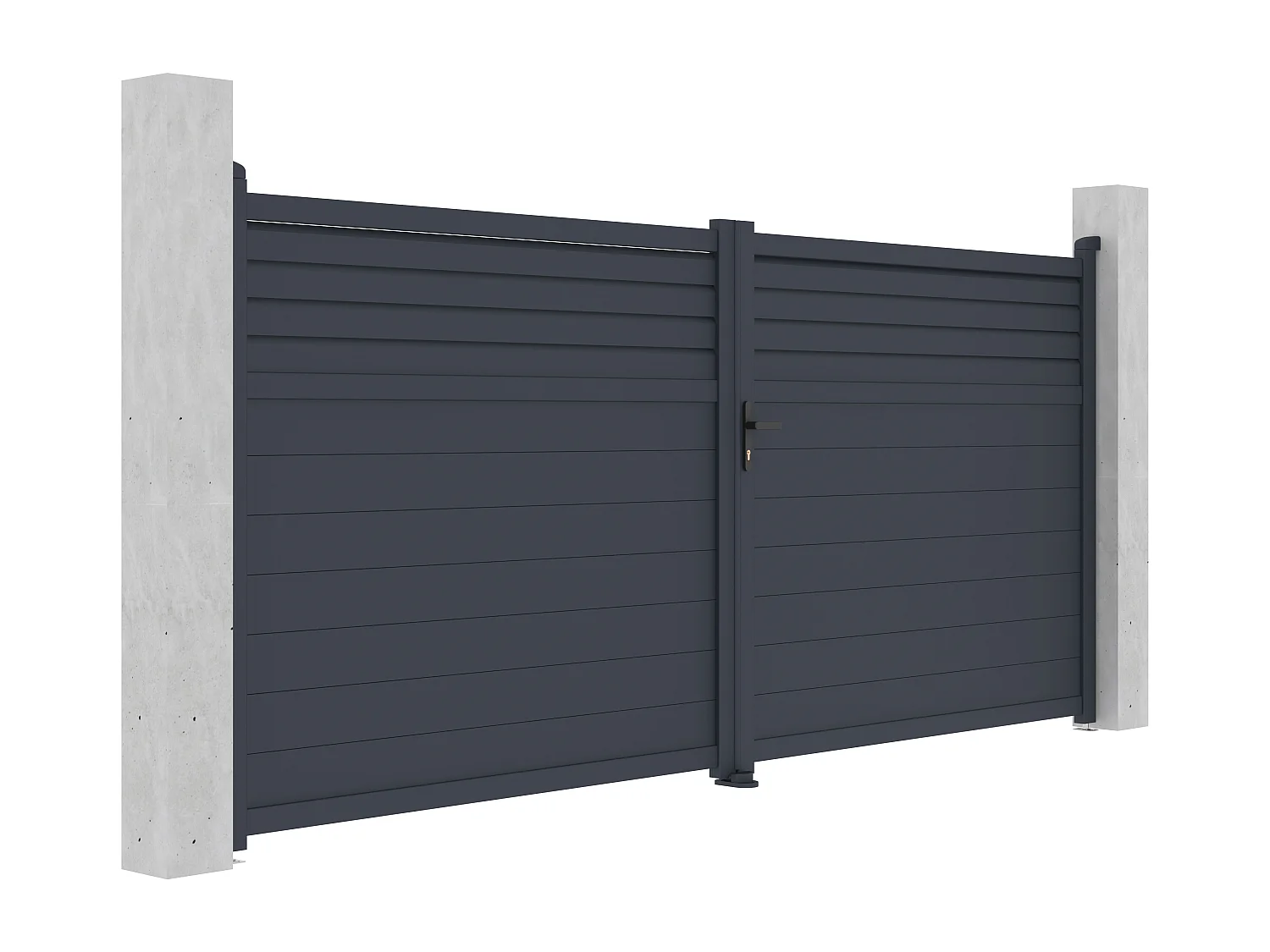 Portail électrique battant aluminium persienné L397 x H181 cm anthracite - VIAZO