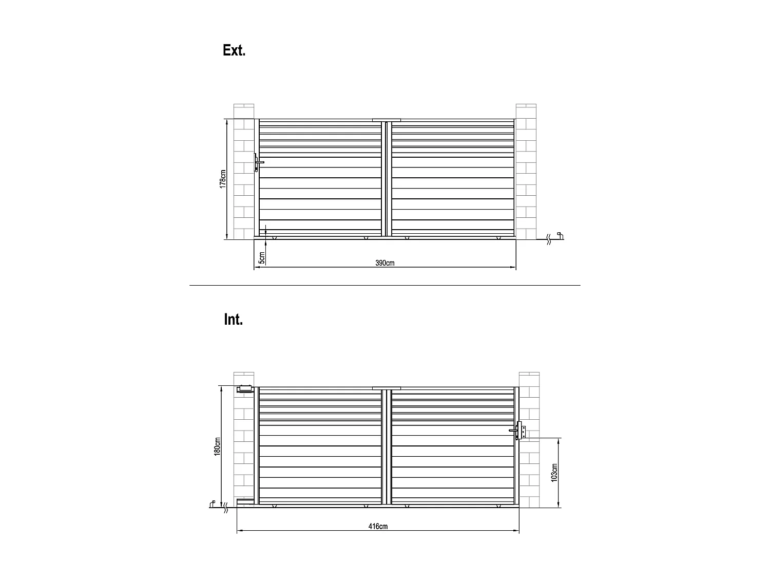Elektrische schuifpoort in aluminium met jaloezievorm L416 x H180 cm donkergrijs - VIAZO