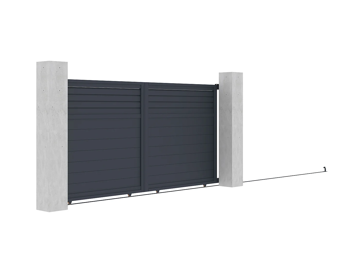Portail électrique coulissant aluminium persienné L374 x H180 cm anthracite - VIAZO