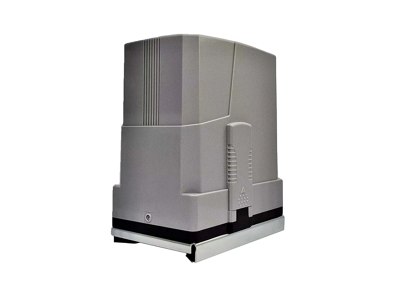 Portail électrique coulissant aluminium persienné L374 x H180 cm anthracite - VIAZO