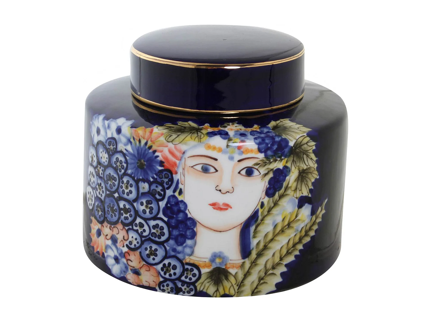 Jarrón DKD Home Decor Cara Porcelana Azul Multicolor 17 x 17 x 16 cm