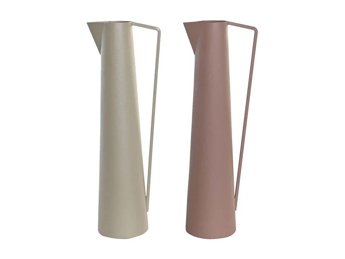 Jarrón DKD Home Decor 15 x 11 x 45 cm Beige Rosa Hierro (2 Unidades)