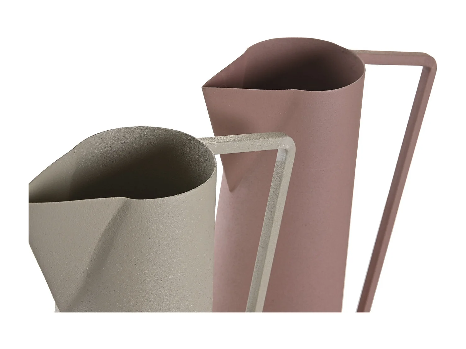 Jarrón DKD Home Decor 15 x 11 x 45 cm Beige Rosa Hierro (2 Unidades)