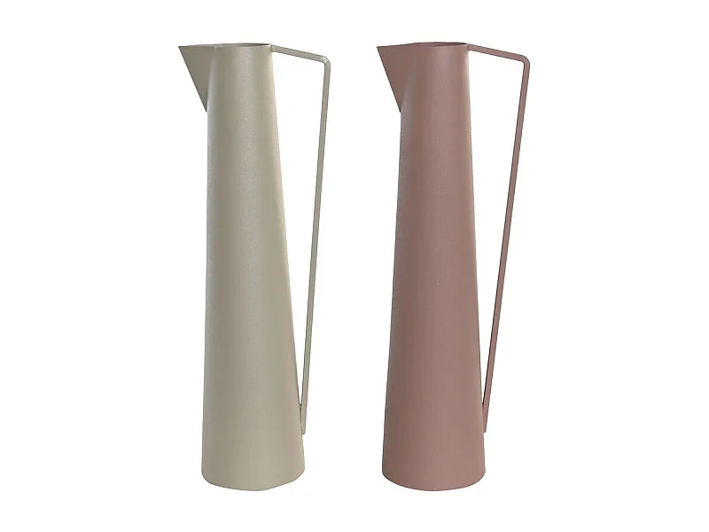 Jarrón DKD Home Decor 15 x 11 x 45 cm Beige Rosa Hierro (2 Unidades)