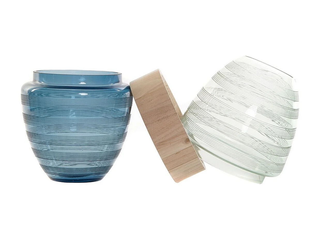 Jarrón DKD Home Decor Azul Menta Madera Cristal Moderno (21 x 21 x 43 cm)