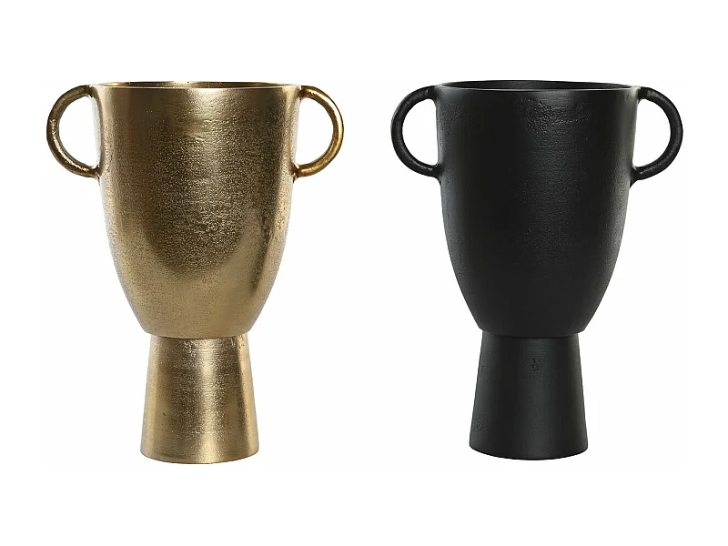 Jarrón DKD Home Decor 23 x 16 x 29 cm Negro Dorado Aluminio Moderno (2 Unidades)