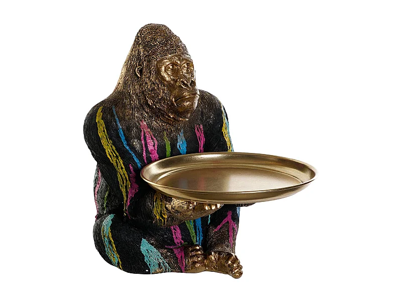 FIGURA RESINA 38X46X50,5 GORILA BANDEJA MULTICOLOR