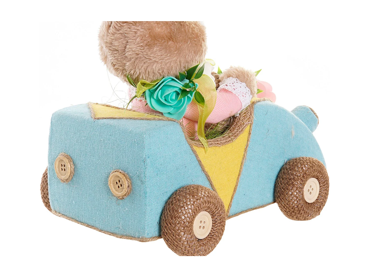 FIGURA FIBRA 23X15X29 CONEJO COCHE 2 SURT.