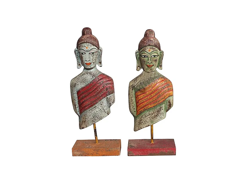 Figura Buda en Mango y Hierro 18x9x47 cm - 2 Surtidos