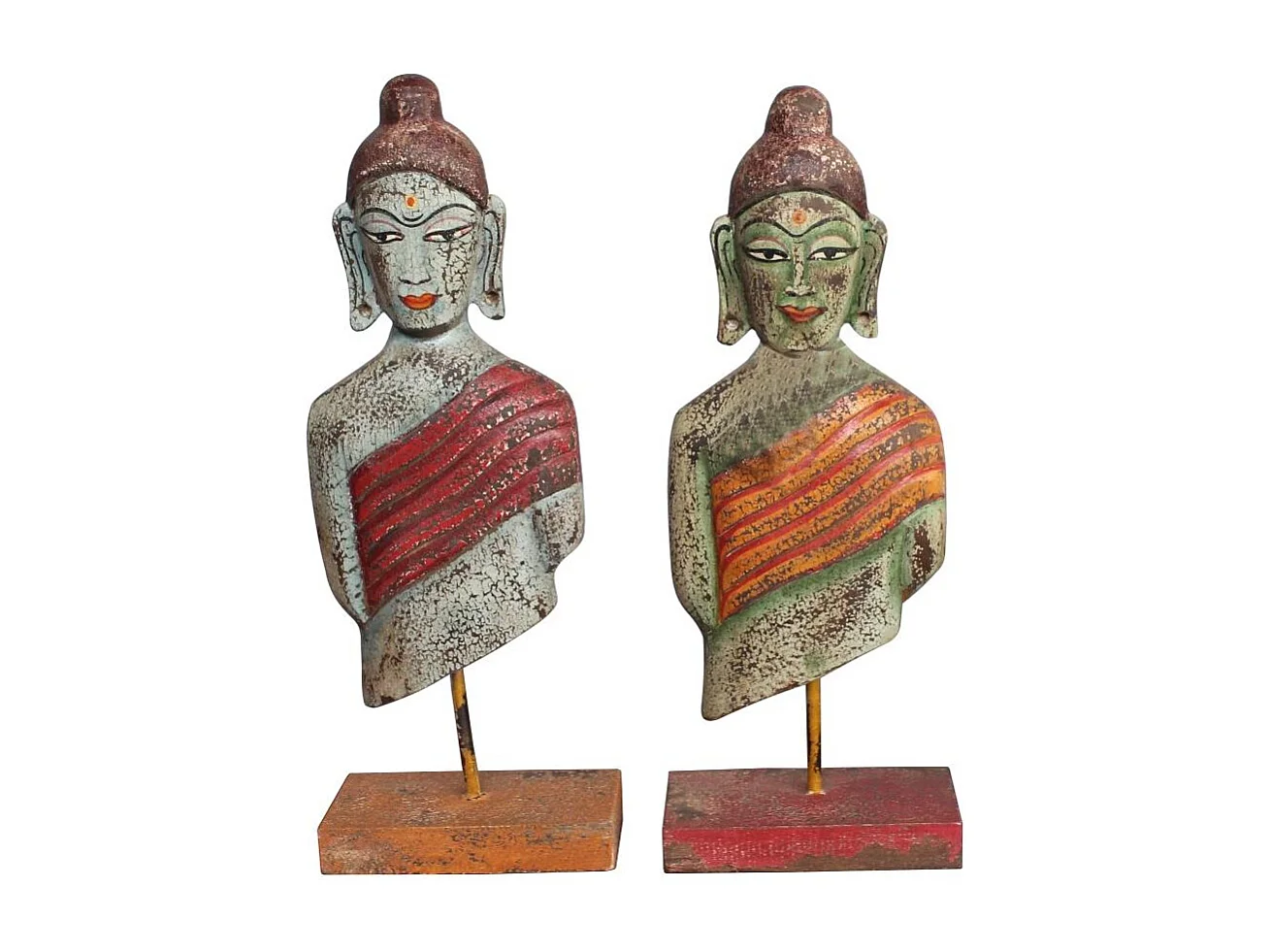 Figura Buda en Mango y Hierro 18x9x47 cm - 2 Surtidos