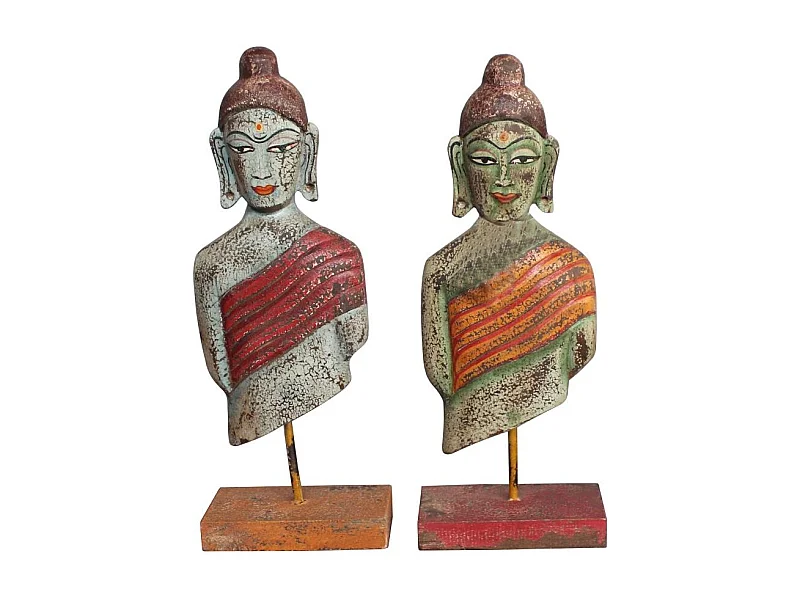 Figura Buda en Mango y Hierro 18x9x47 cm - 2 Surtidos