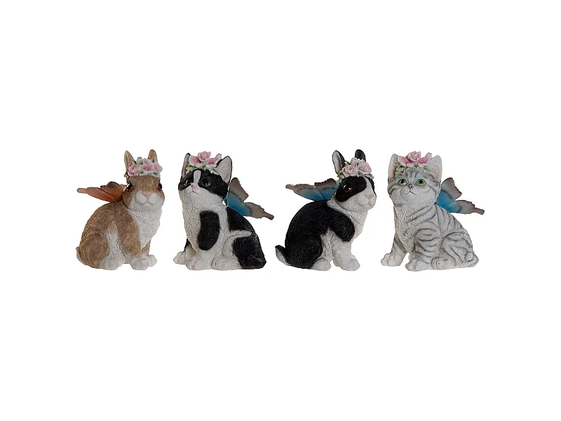 FIGURA RESINA 11X13X15 CONEJO GATO 4 SURT.