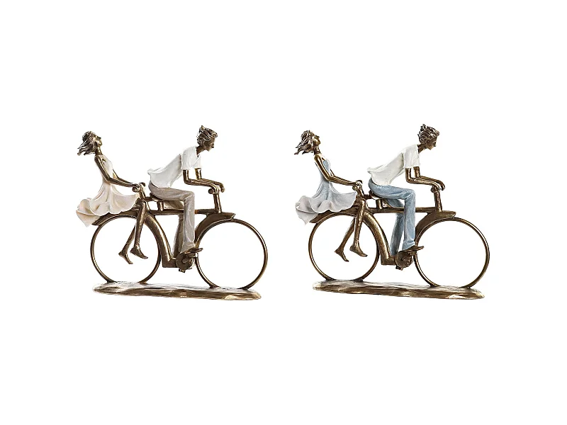 FIGURA RESINA 27X9,5X23 PAREJA BICICLETA 2 SURT.