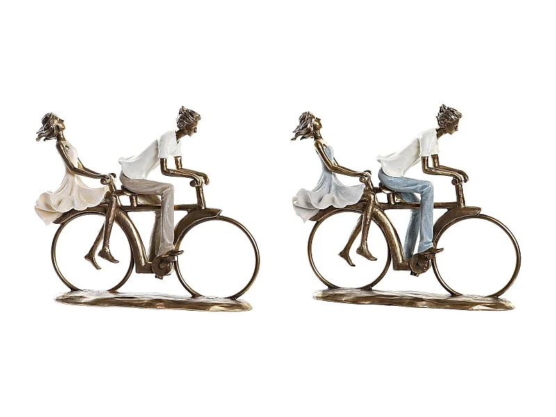 FIGURA RESINA 27X9,5X23 PAREJA BICICLETA 2 SURT.