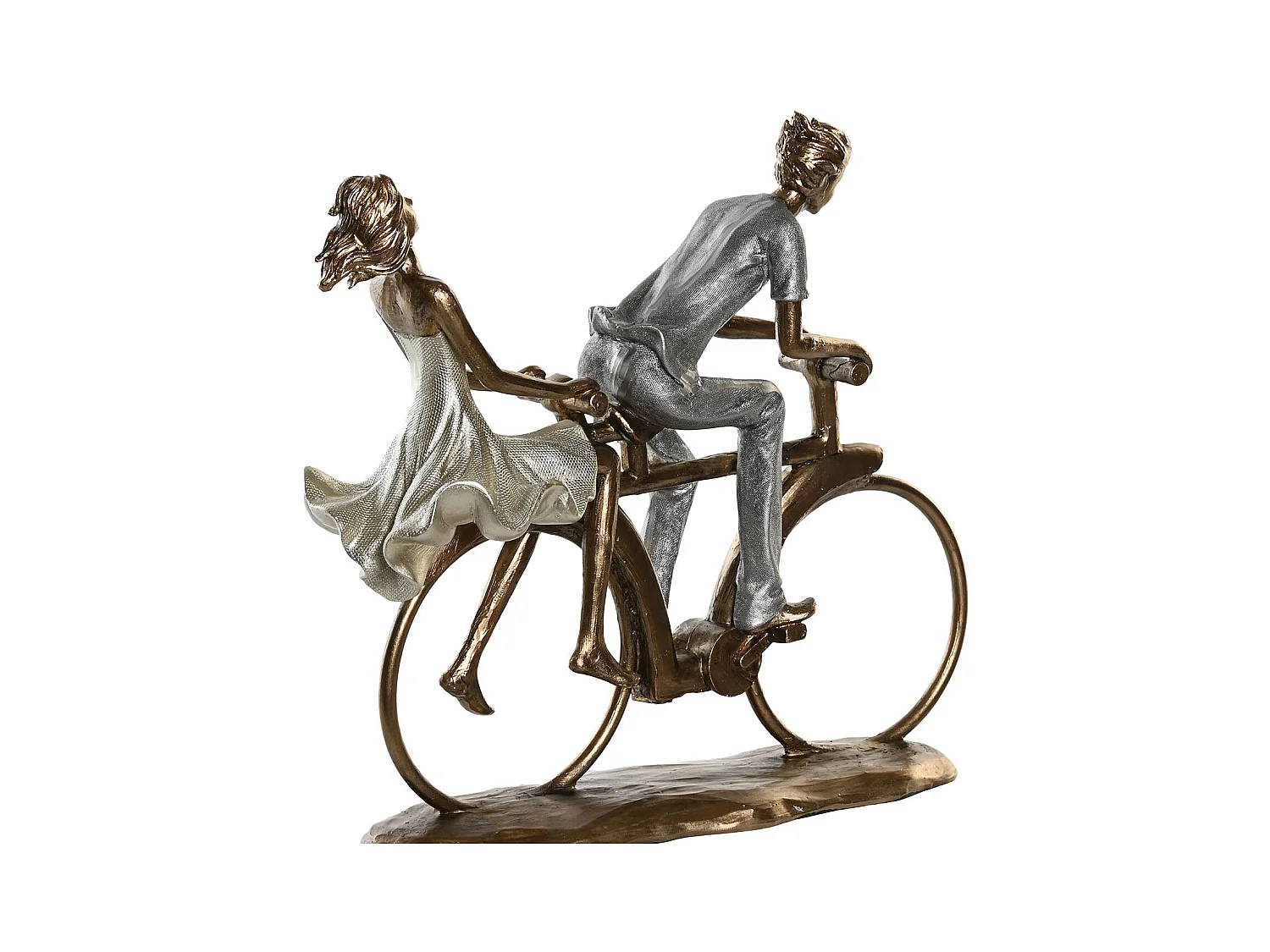Figura de Resina 'Bici Pareja' 27x9,5x23 cm - Decoración Romántica para el Hogar
