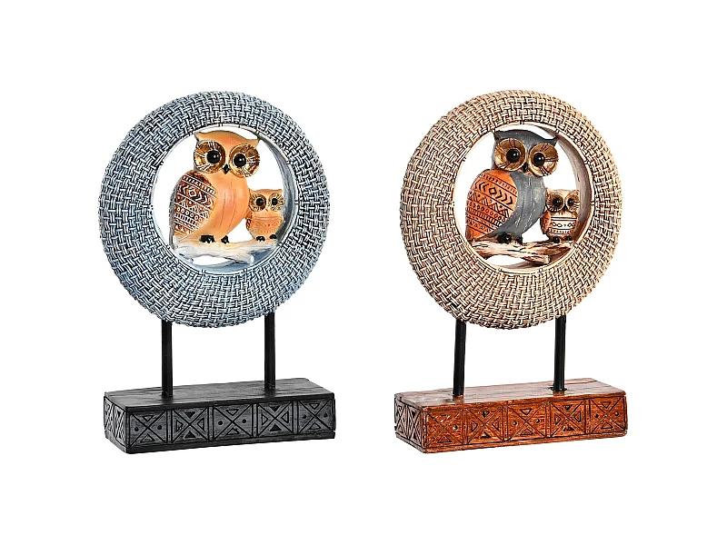 FIGURA RESINA METAL 16,5X6X25,5 BUHOS 2 SURT.