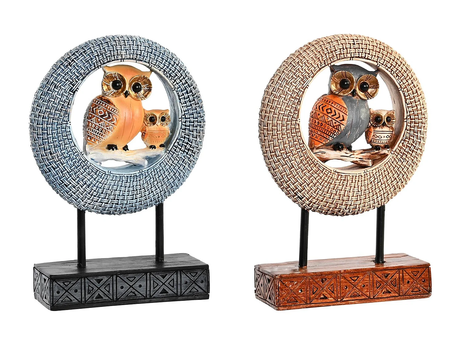 FIGURA RESINA METAL 16,5X6X25,5 BUHOS 2 SURT.