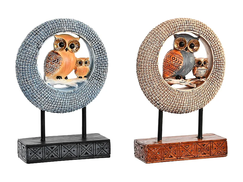 FIGURA RESINA METAL 16,5X6X25,5 BUHOS 2 SURT.