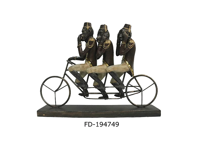FIGURA RESINA METAL 40X9X31 MONOS BICI NEGRO