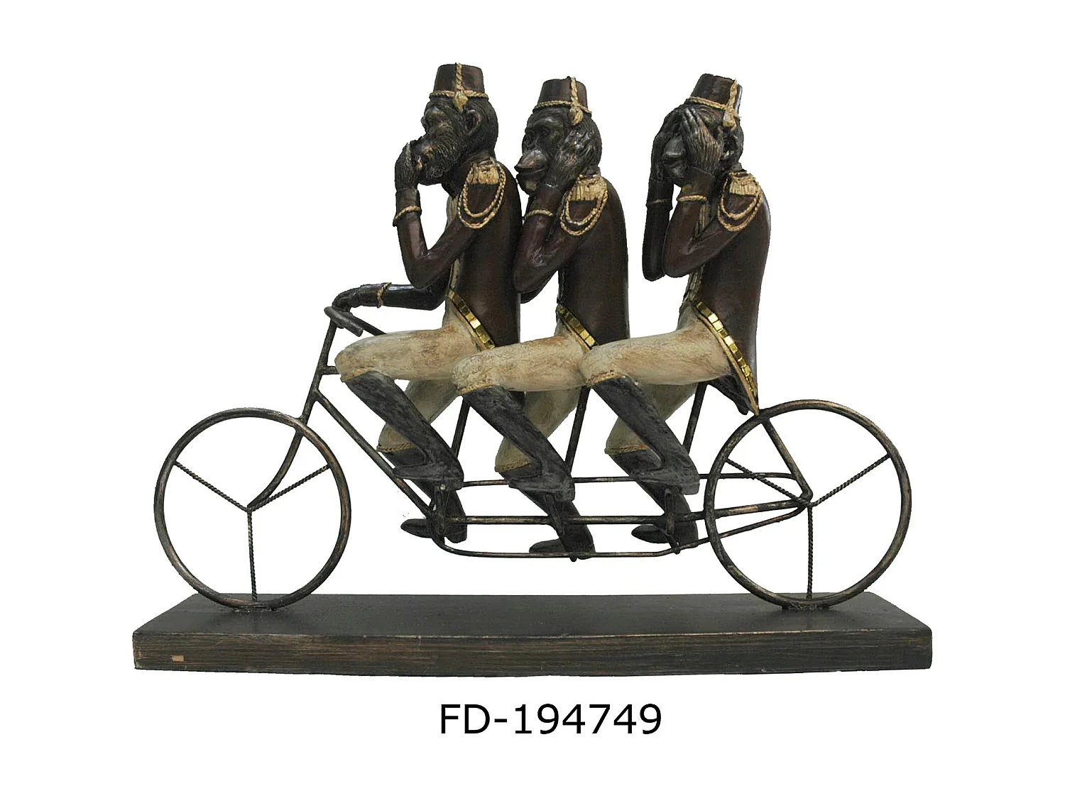 FIGURA RESINA METAL 40X9X31 MONOS BICI NEGRO