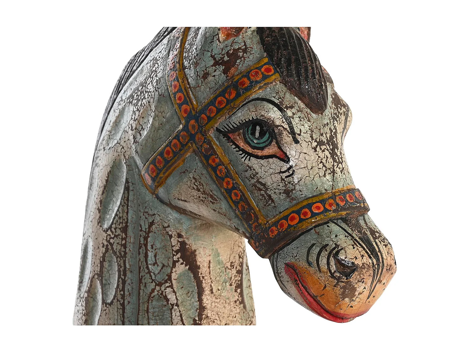 FIGURA MANGO HIERRO 24X12X35 CABALLO ENVEJECIDO