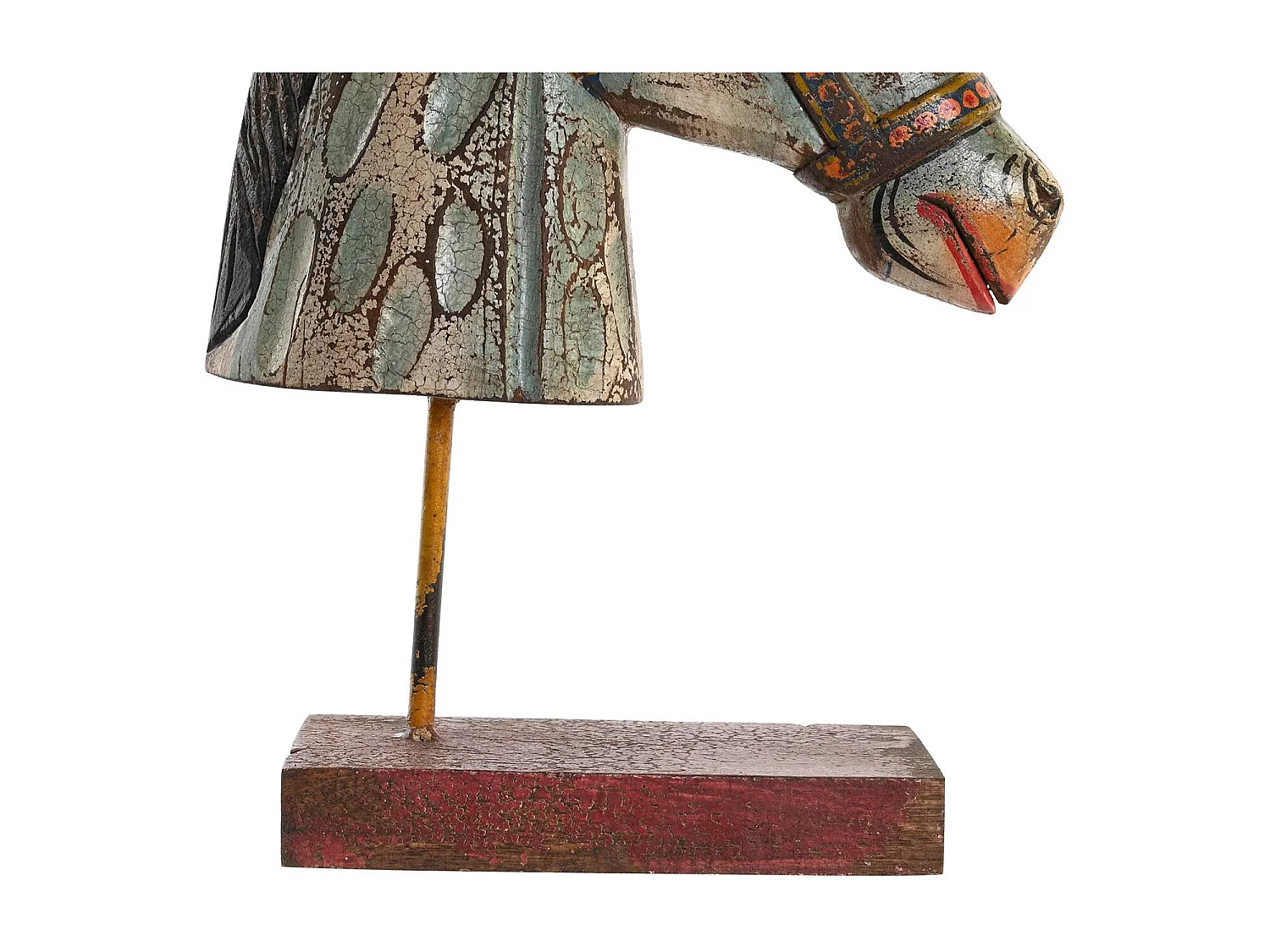 FIGURA MANGO HIERRO 24X12X35 CABALLO ENVEJECIDO