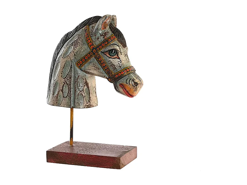 FIGURA MANGO HIERRO 24X12X35 CABALLO ENVEJECIDO