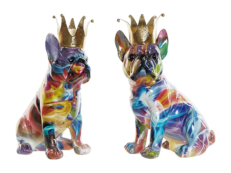 FIGURA RESINA 18,5X11,5X23,5 PERRO CORONA 2 SURT.