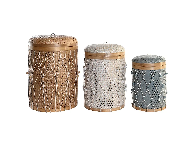 CESTA SET 3 BAMBU ALGODON 46X46X58 35X46 30X38