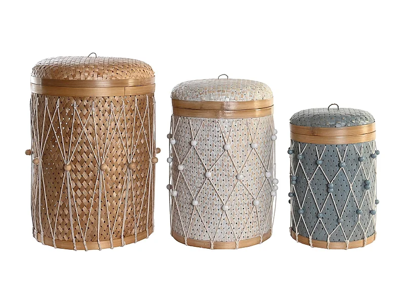 CESTA SET 3 BAMBU ALGODON 46X46X58 35X46 30X38