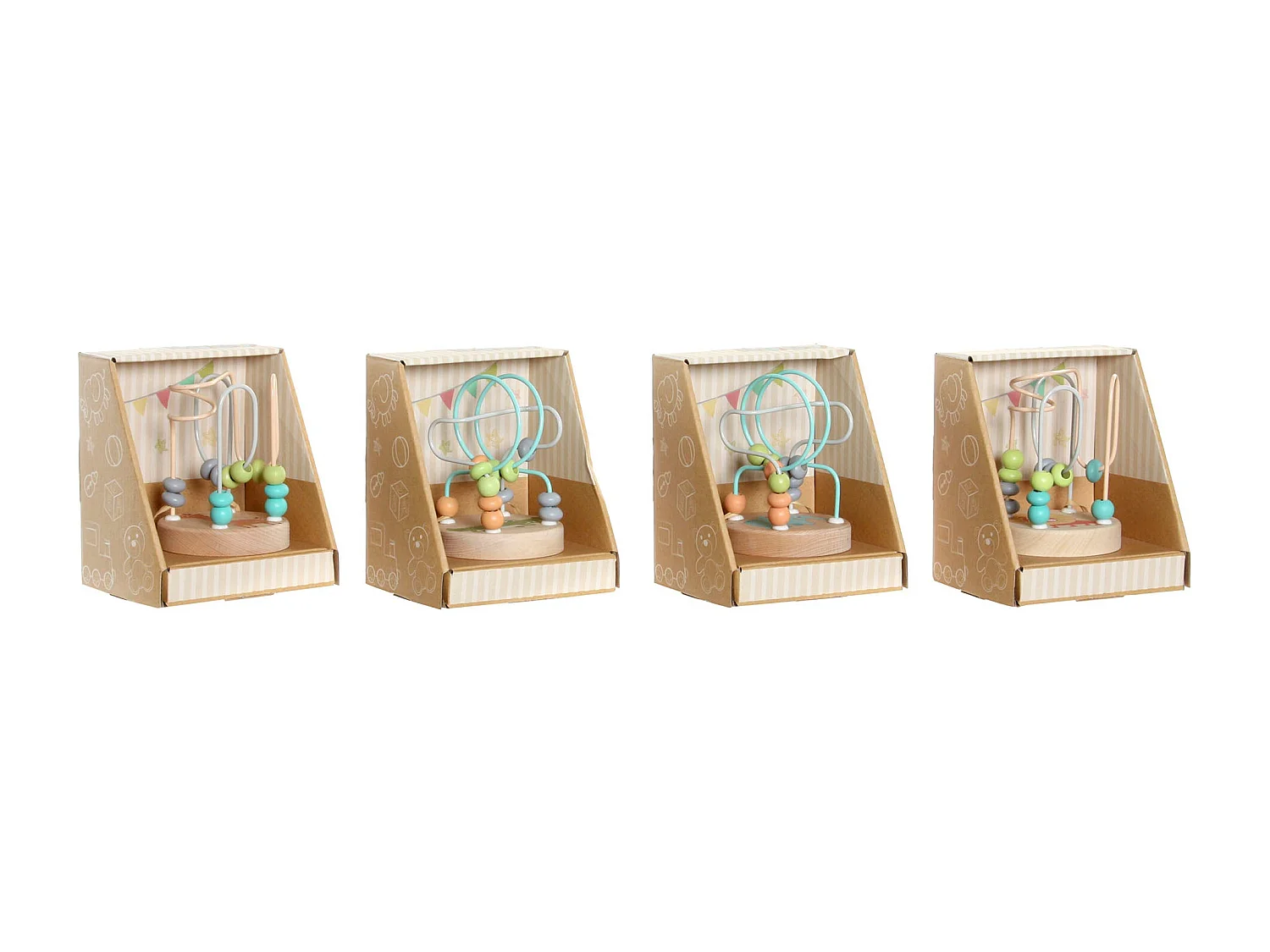 Jogo de madeira Animais 9x9x12 - Conjunto de 4